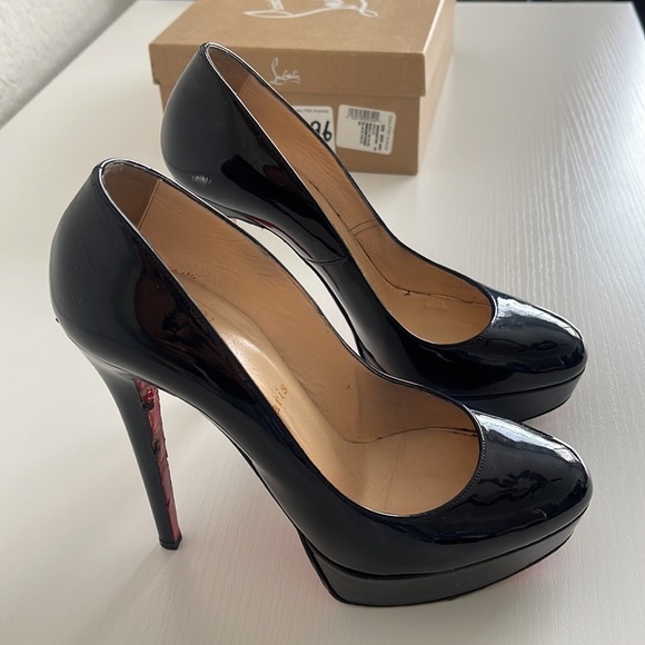 Christian Louboutin Bianca Black Patent  Leather 140 Pumps Size 39/9 - Picture 1 of 9